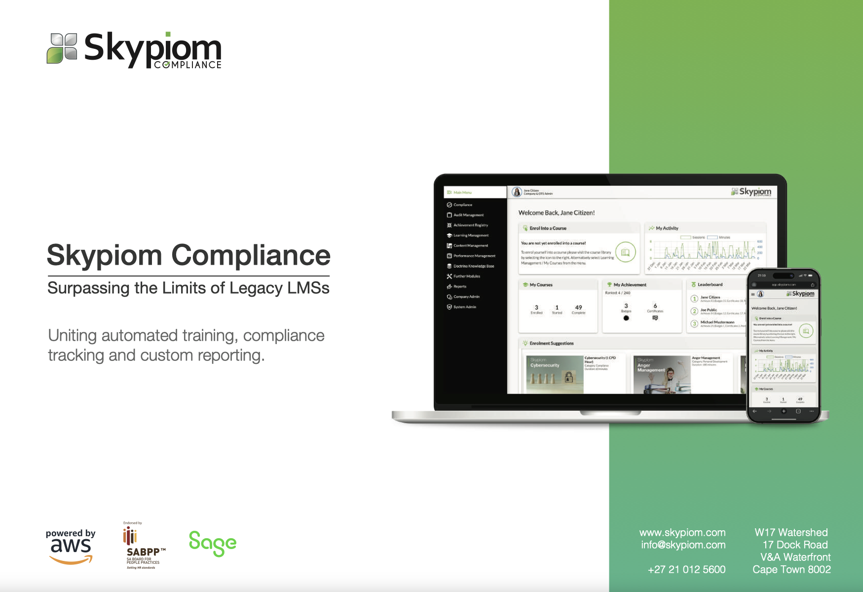 screenshot of Skypiom Compliance